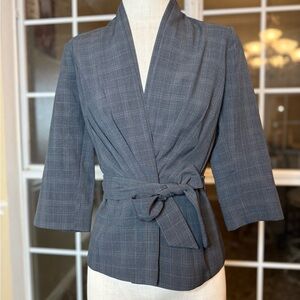 T. Milano Plaid Wrap Blazer – Size 6